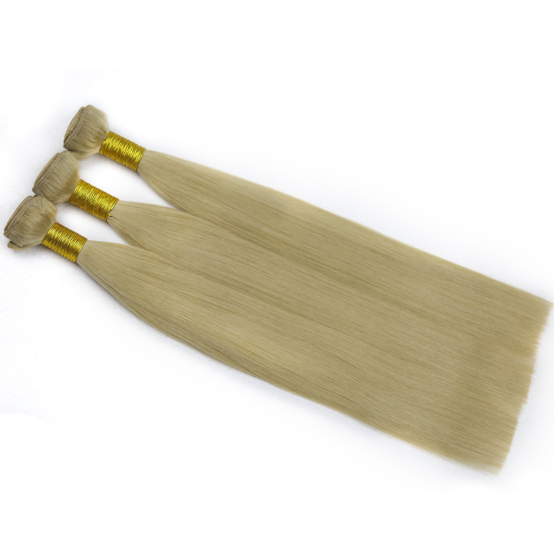 Machine Made Weft Hair Extensions High Quality Seamless Track Remy Human Hair Blonde Color